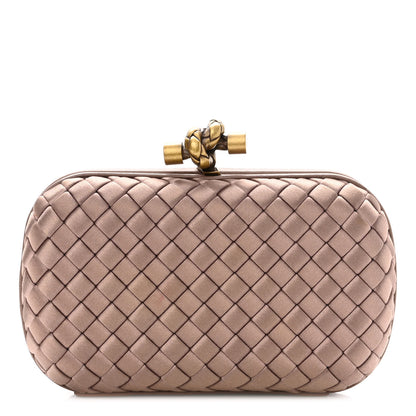 Bottega Veneta Satin Intrecciato Knot Clutch Nude 1 of 9