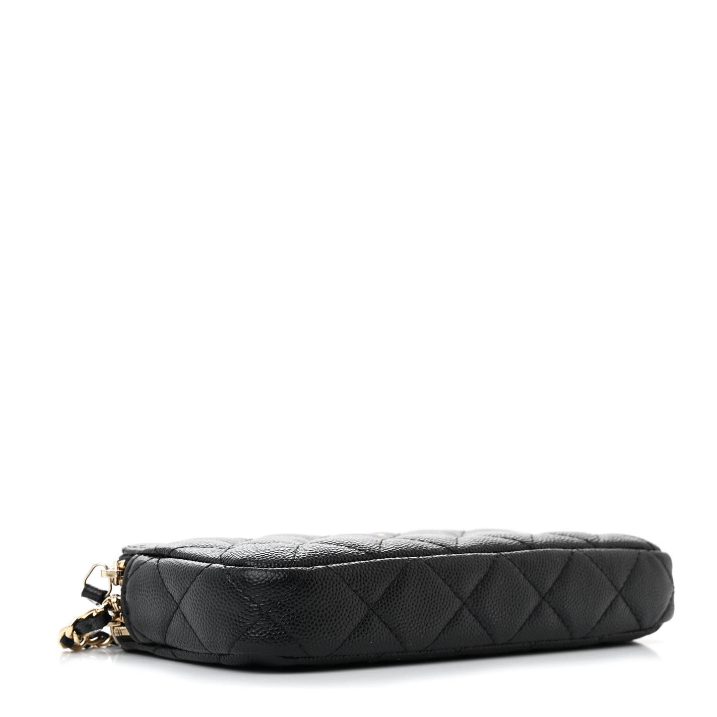 Caviar Quilted Small Clutch With Chain Black