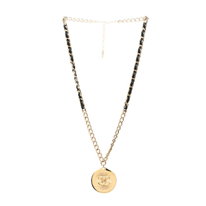 Chanel Lambskin CC Chain Reversible Pendant Necklace Gold Black 3 of 6