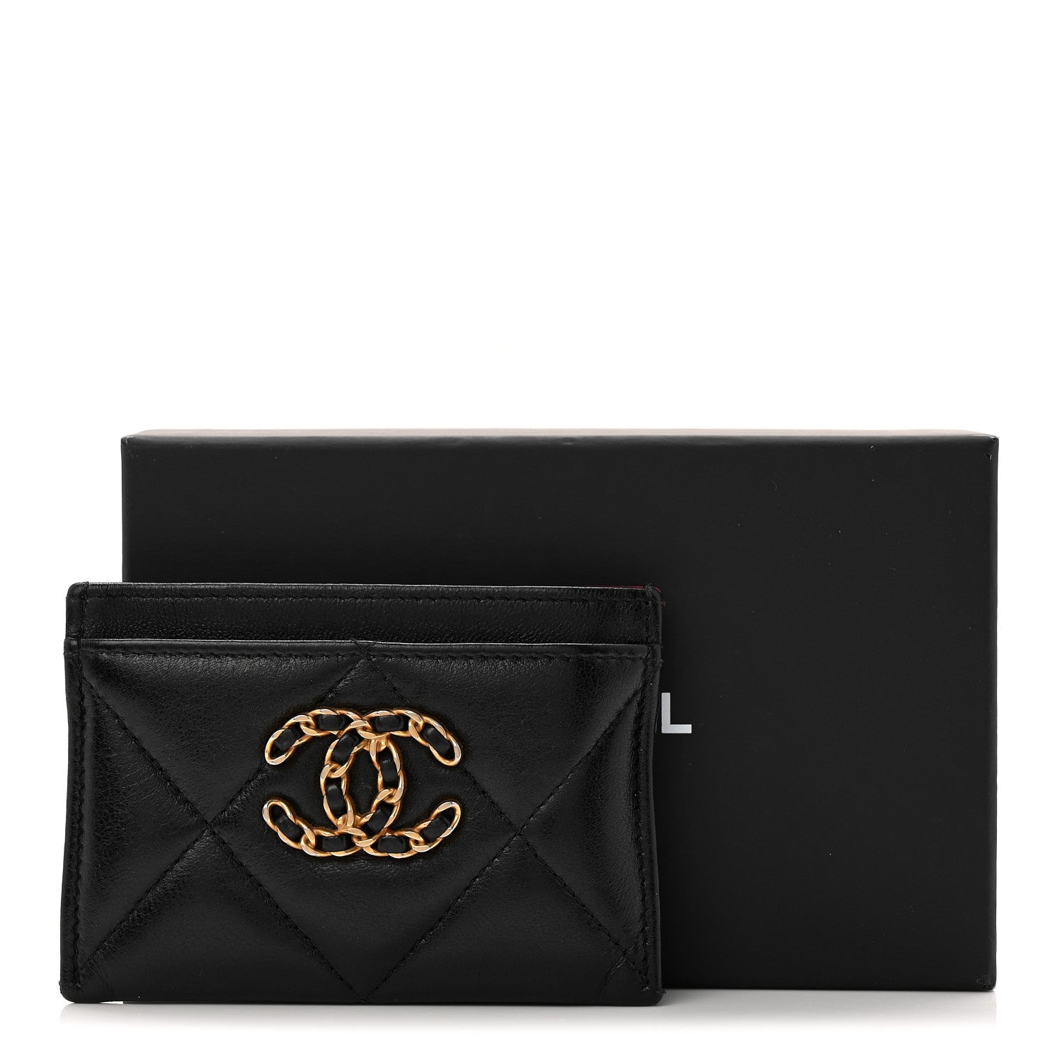 Chanel Lambskin Quilted Chanel 19 Card Holder Black 9 of 9