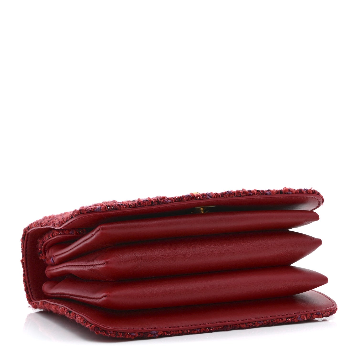 Chanel Tweed Lambskin Quilted Top Handle Flap  Red Multicolor 4 of 11