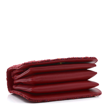 Chanel Tweed Lambskin Quilted Top Handle Flap  Red Multicolor 4 of 11