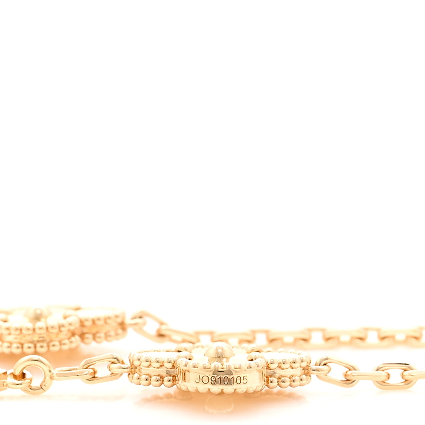 18K Yellow Gold 10 Motifs Guilloche Vintage Alhambra Necklace