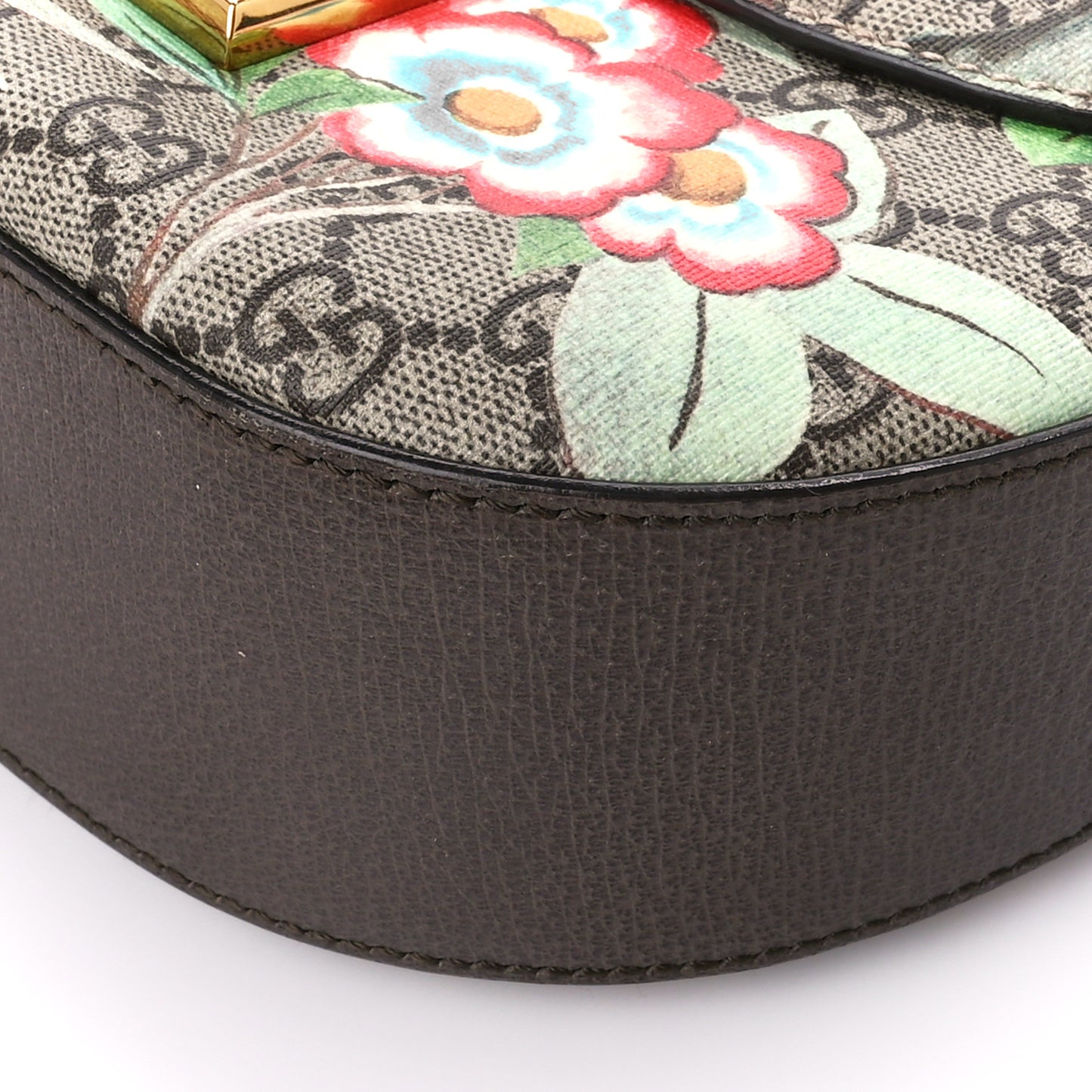 GG Supreme Monogram Tian Web Medium Padlock Messenger Shoulder Bag Beige Multicolor New Acero