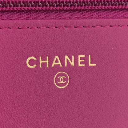 Chanel Tweed Quilted Wallet On Chain WOC Fuchsia Purple 5 of 10