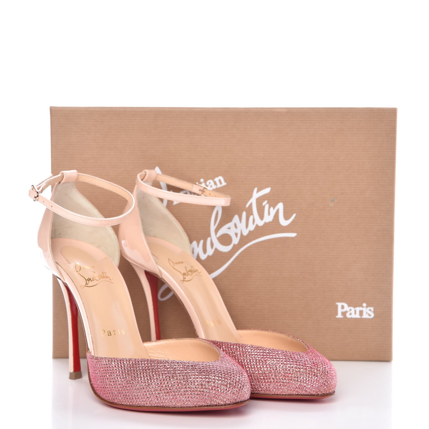 Christian Louboutin Glitter Fabric Patent Dollyla 100 Pumps 36.5 Poudre 8 of 8