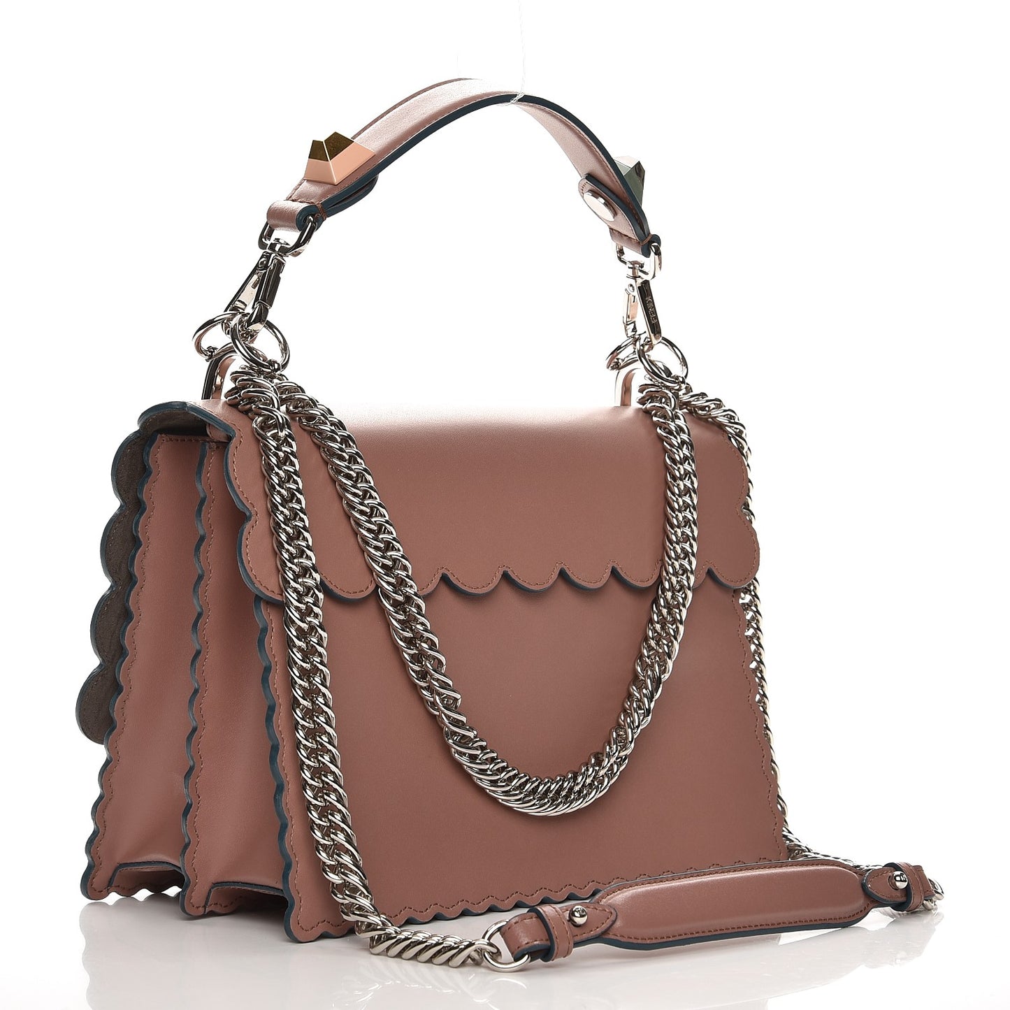 Vitello Liberty Scalloped Studded Kan I Shoulder Bag English Rose
