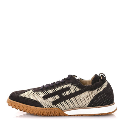 Hermes Crochet Knit Suede Goatskin Mens Jet Sneakers 42 Beige Lin Marron Ebene 1 of 8