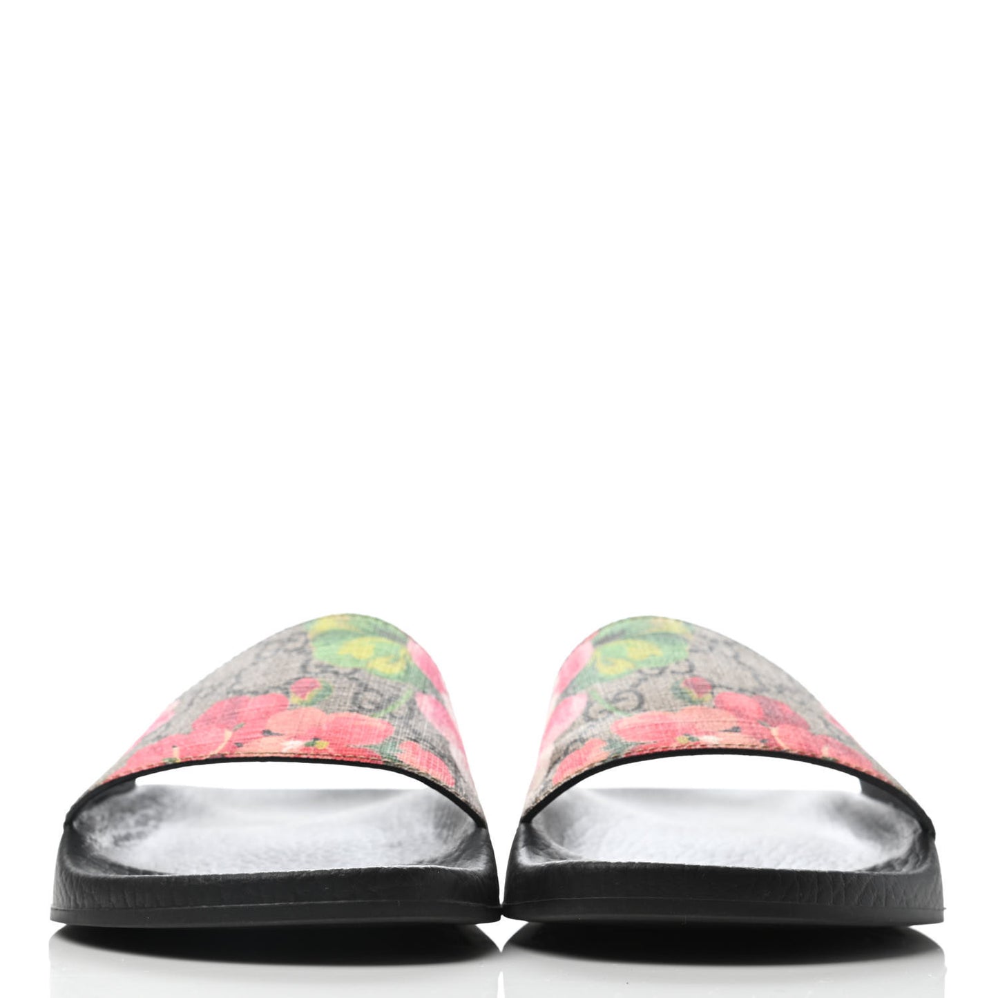 GG Supreme Monogram Blooms Slide Sandals 37 Beige Multicolor