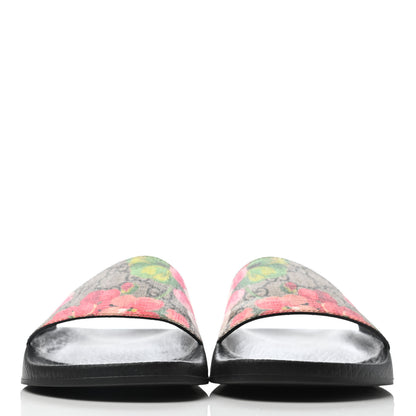 Gucci GG Supreme Monogram Blooms Slide Sandals 37 Beige Multicolor 2 of 4