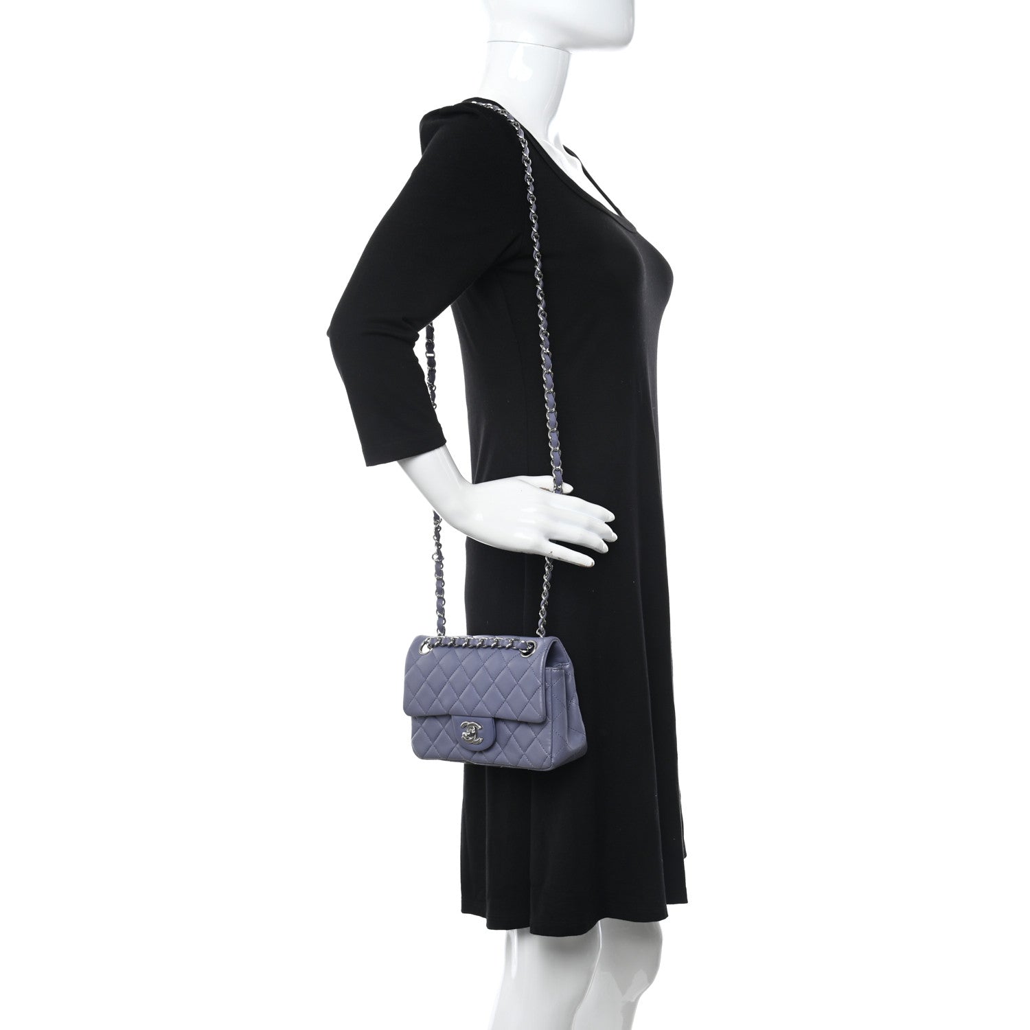 Chanel Lambskin Quilted Mini Rectangular Flap Light Purple 2 of 12