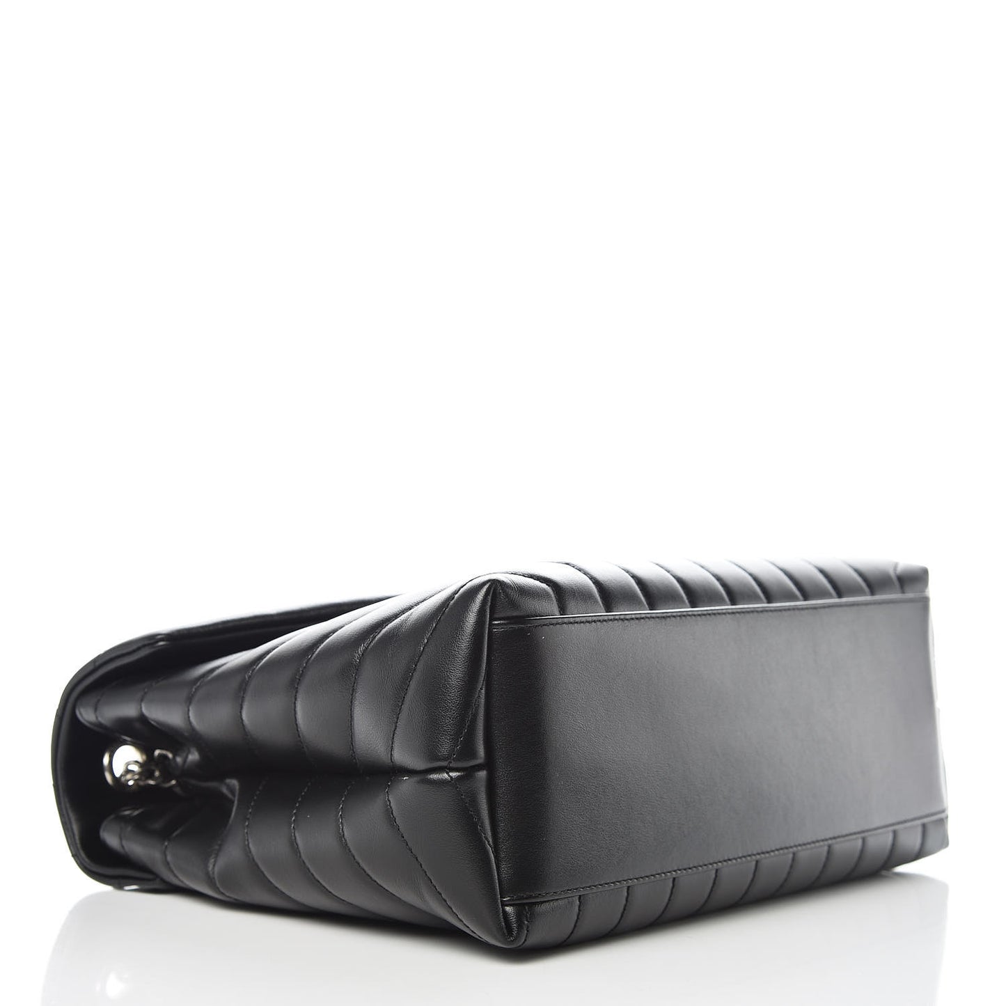 Calfskin Y Quilted Monogram Medium Loulou Chain Satchel Black