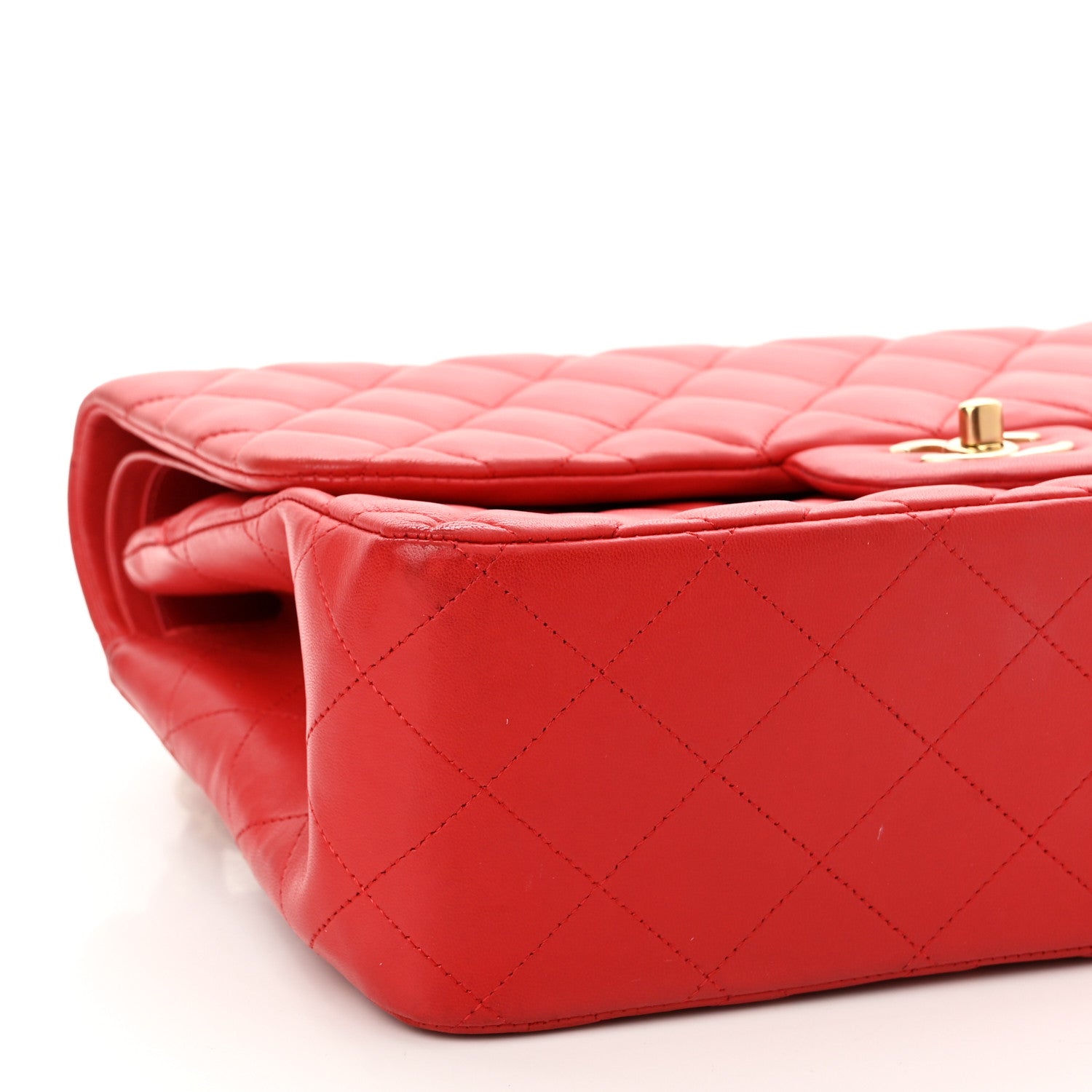 Chanel Lambskin Quilted Jumbo Double Flap Red 9 of 17