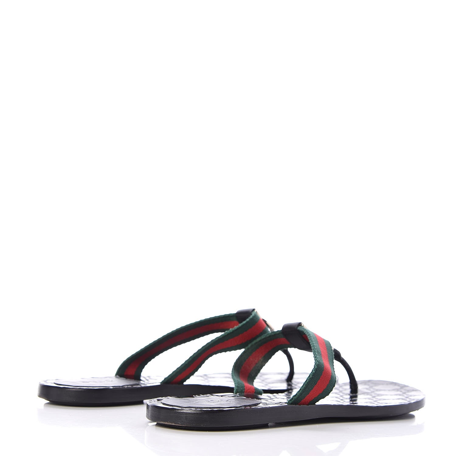 Gucci Nylon Guccissima Web Womens Thong Sandals 38.5 Green Red Black 4 of 13