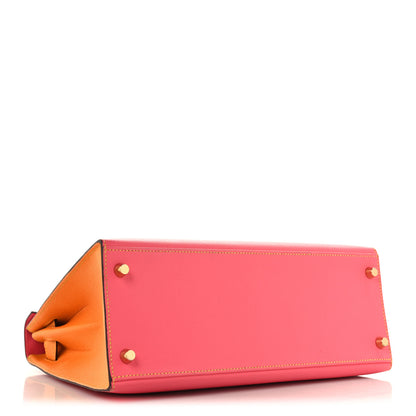 Hermes Epsom Horseshoe Kelly Sellier 28  Rose Azalee Jaune D'or 4 of 10