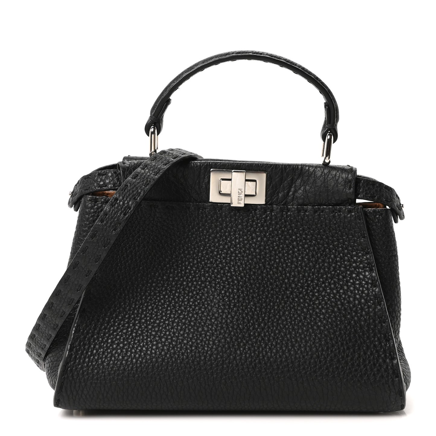 Cuoio Romano Selleria Bi-Color Mini Peekaboo Iconic Satchel Black Mou