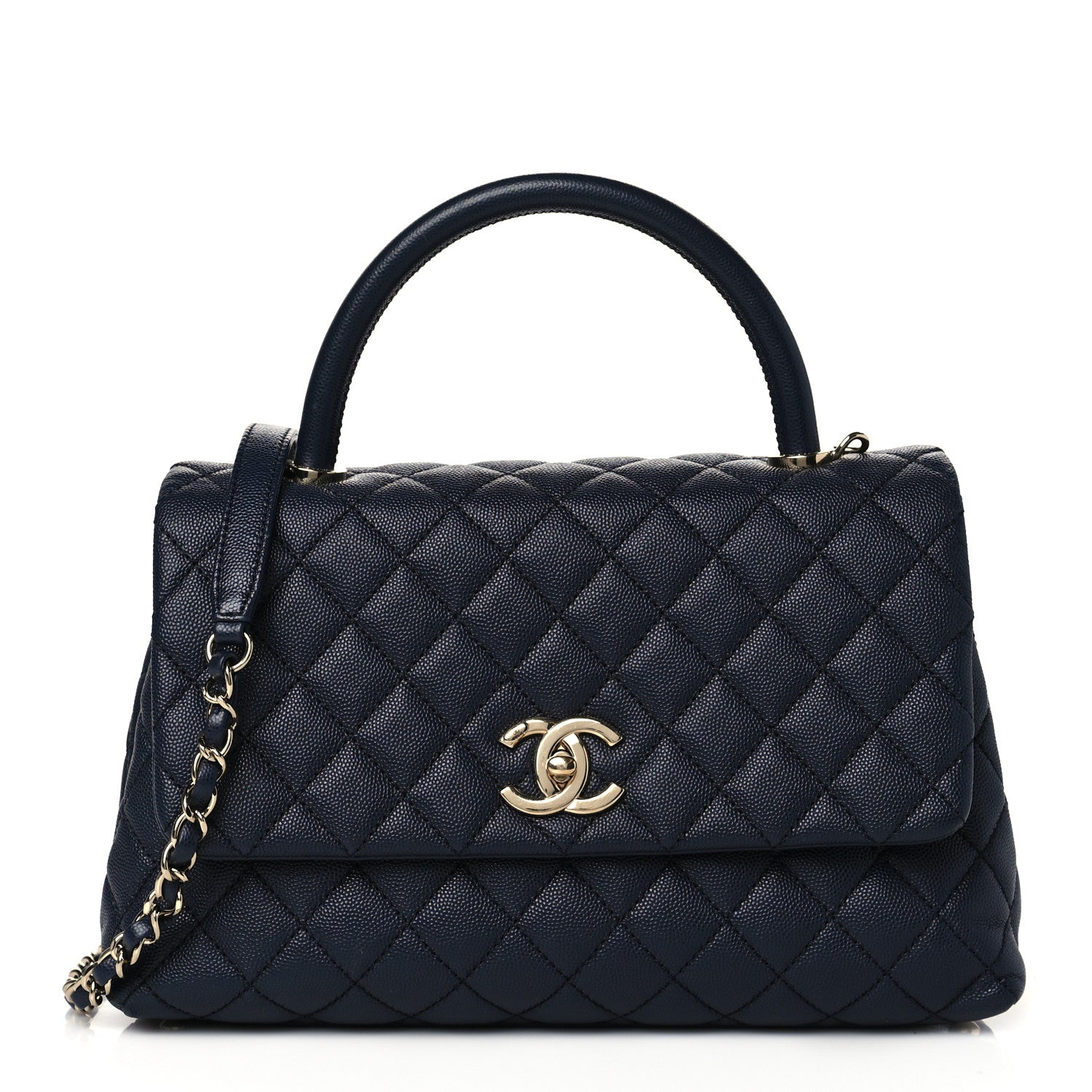 Chanel Caviar Quilted Small Coco Handle Flap Navy 1 of 12