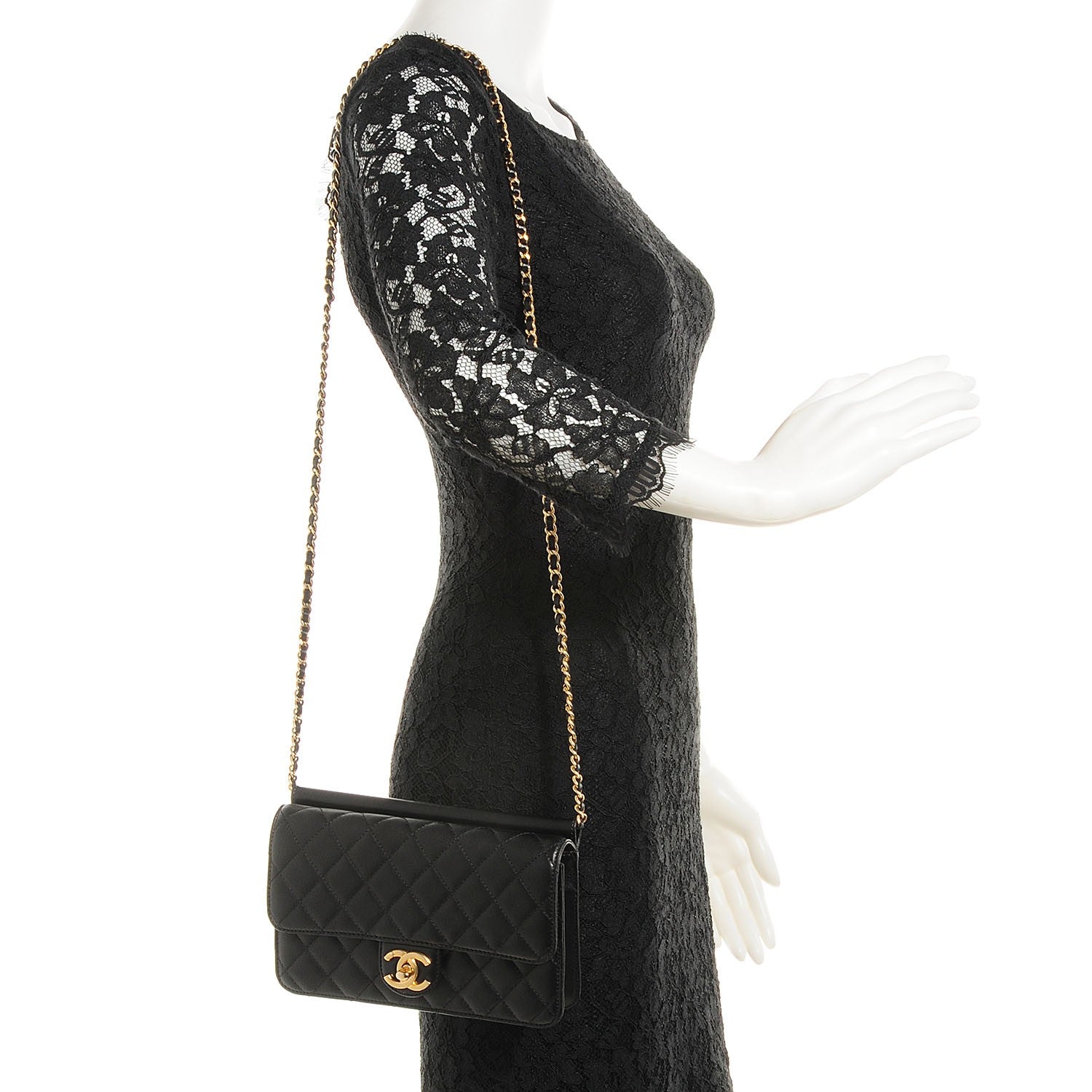 Chanel Lambskin Quilted Medium Crossing Times Flap Black 2 of 8