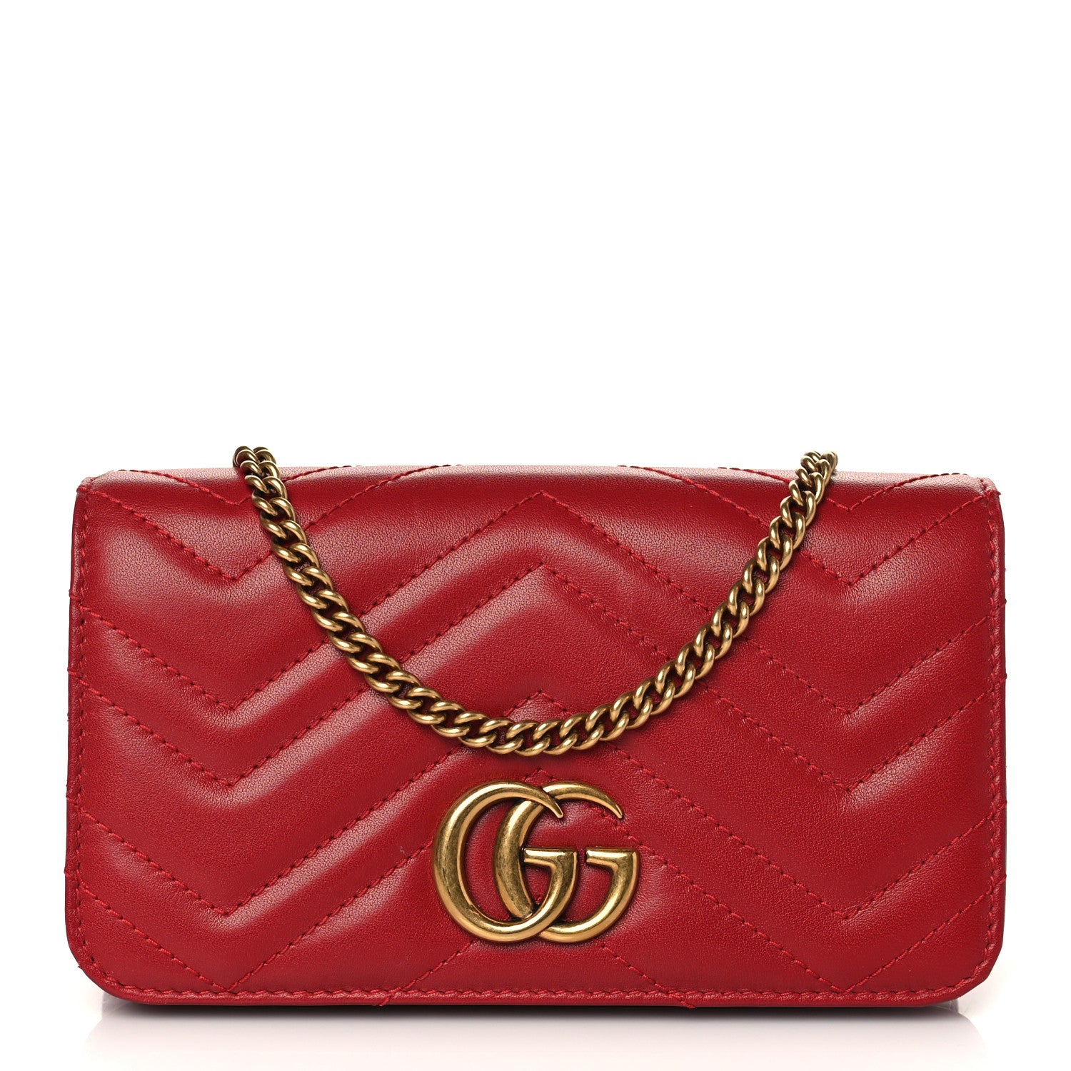 Gucci Calfskin Matelasse GG Marmont Mini Bag Hibiscus Red 1 of 10