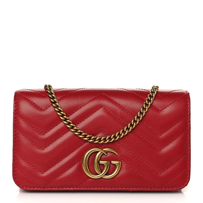 Gucci Calfskin Matelasse GG Marmont Mini Bag Hibiscus Red 1 of 10