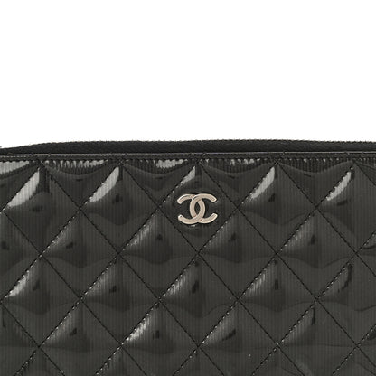 Chanel Striated Patent Zip Around Wallet Black 9 of 13