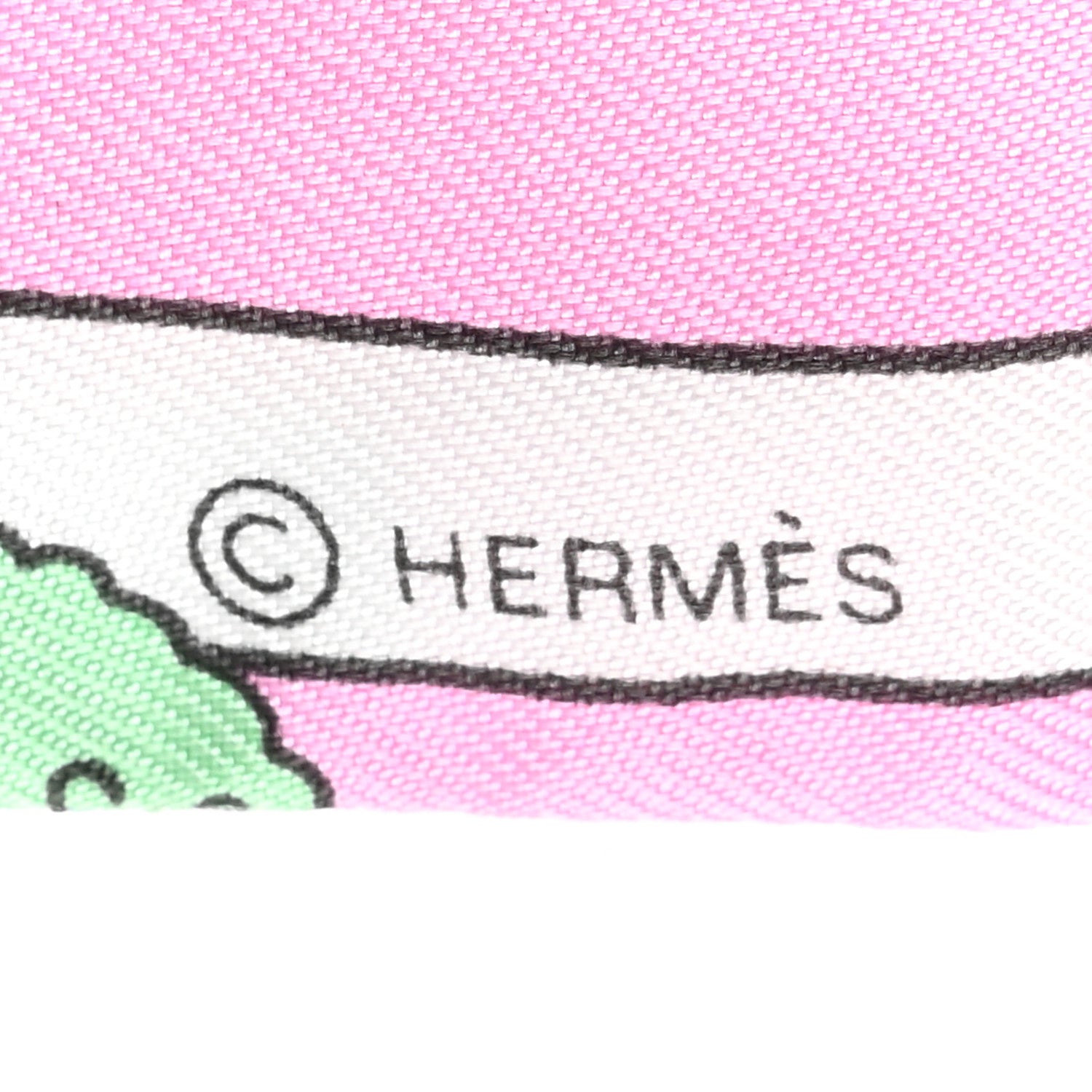 Hermes Silk Les Nouveaux Amoureux de Paris Twilly Rose Buvard White Vert 3 of 4