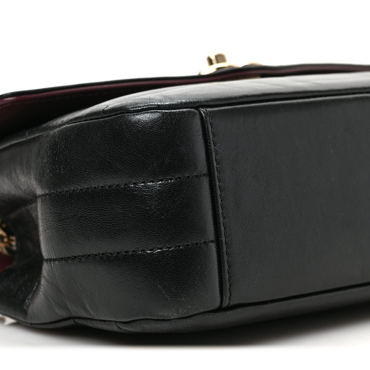 Shiny Lambskin Quilted Small Chevron Miroir Black