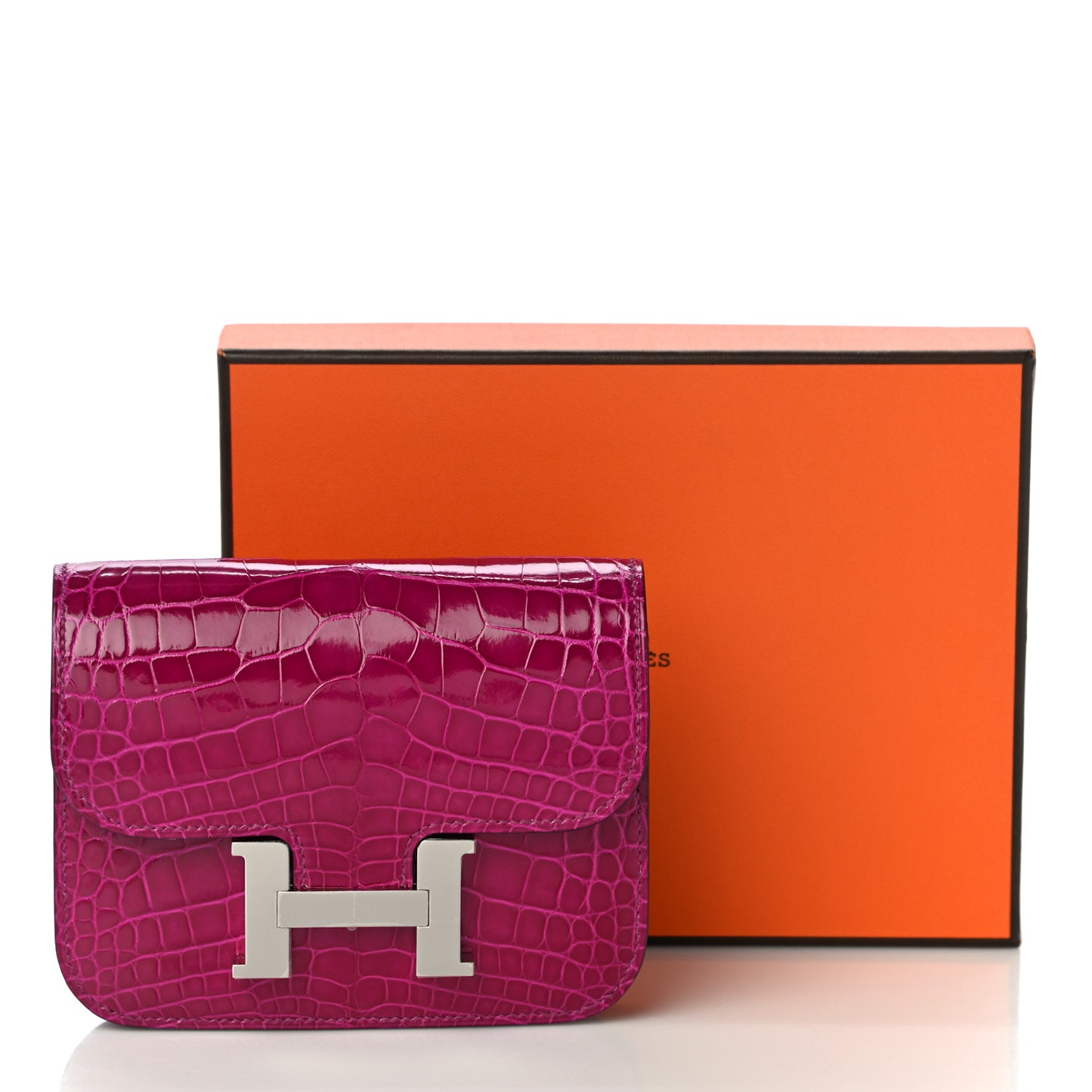 Shiny Alligator Constance Slim Wallet Rose Scheherazade