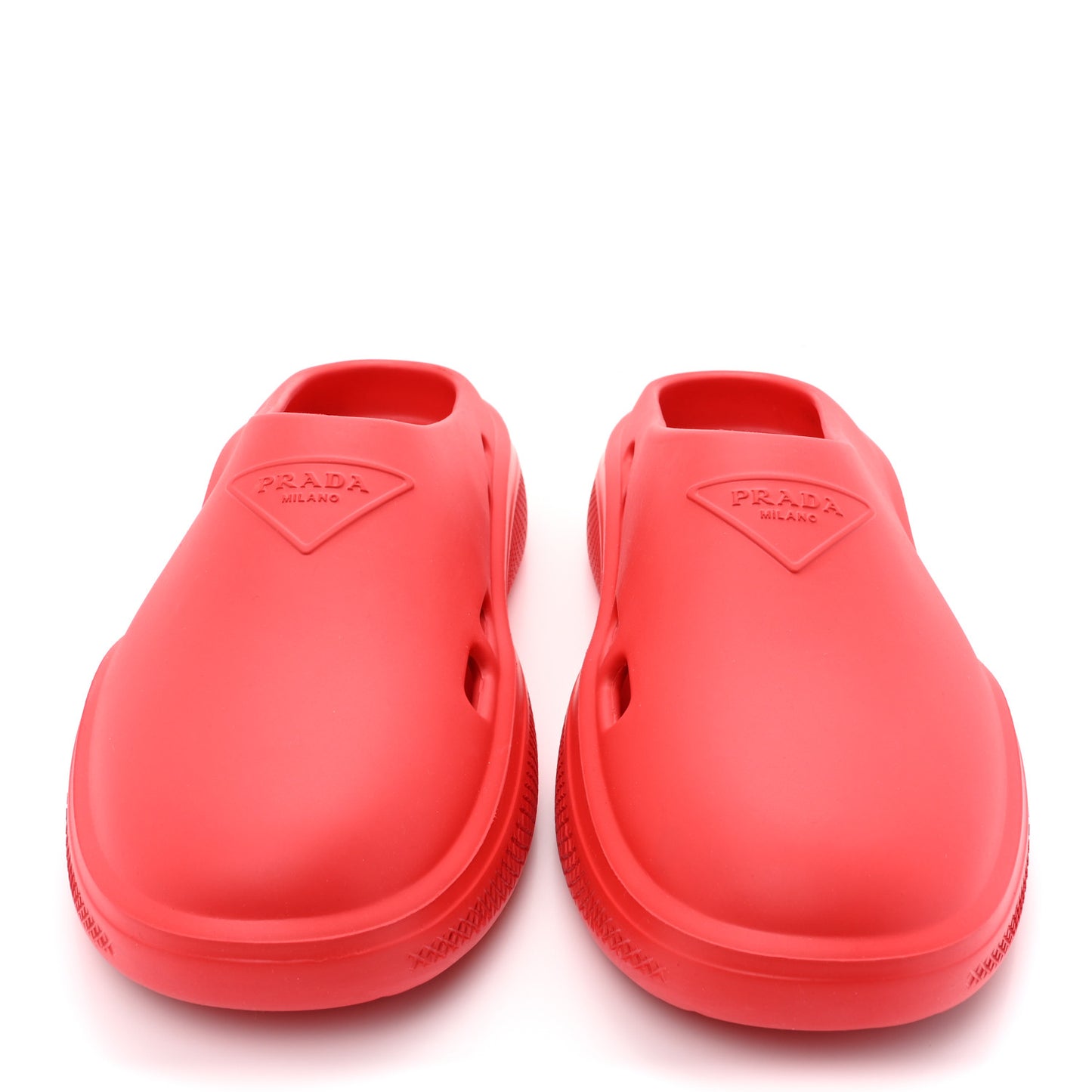 Soft Mellow Rubber Embossed Mens Triangle Logo Mules 41 Rosso