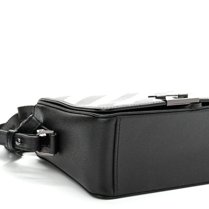 Off-White Saffiano Striped Mini Diag Binder Clip Bag Black White 8 of 10
