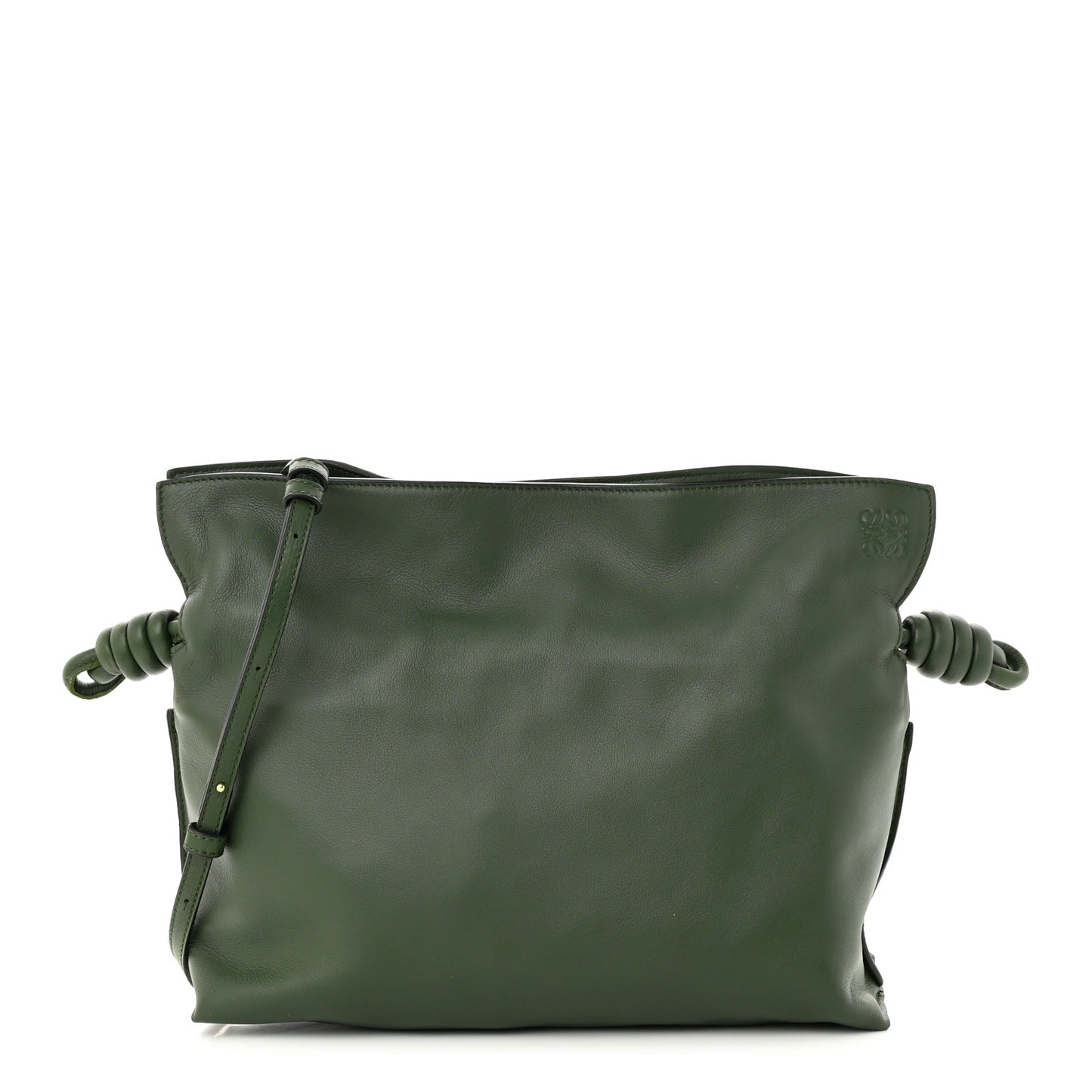 Calfskin Mini Flamenco Knot Clutch Vintage Khaki