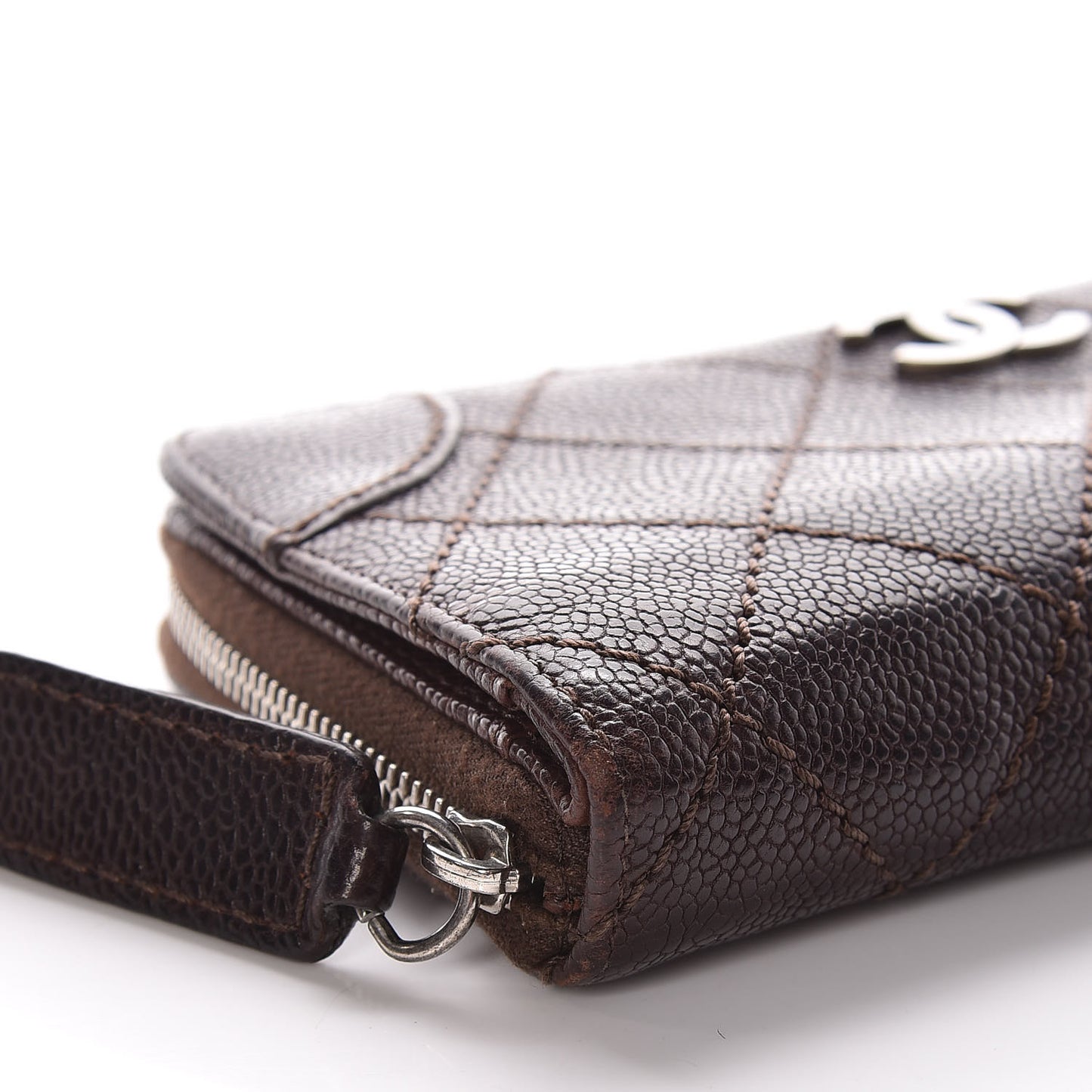 Caviar Quilted Outdoor Ligne Wallet Dark Brown