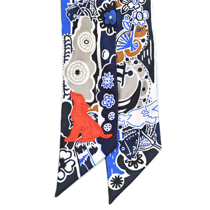 Hermes Silk Bingata Sticker Twilly Marine Tabac Bleu Vif 2 of 5