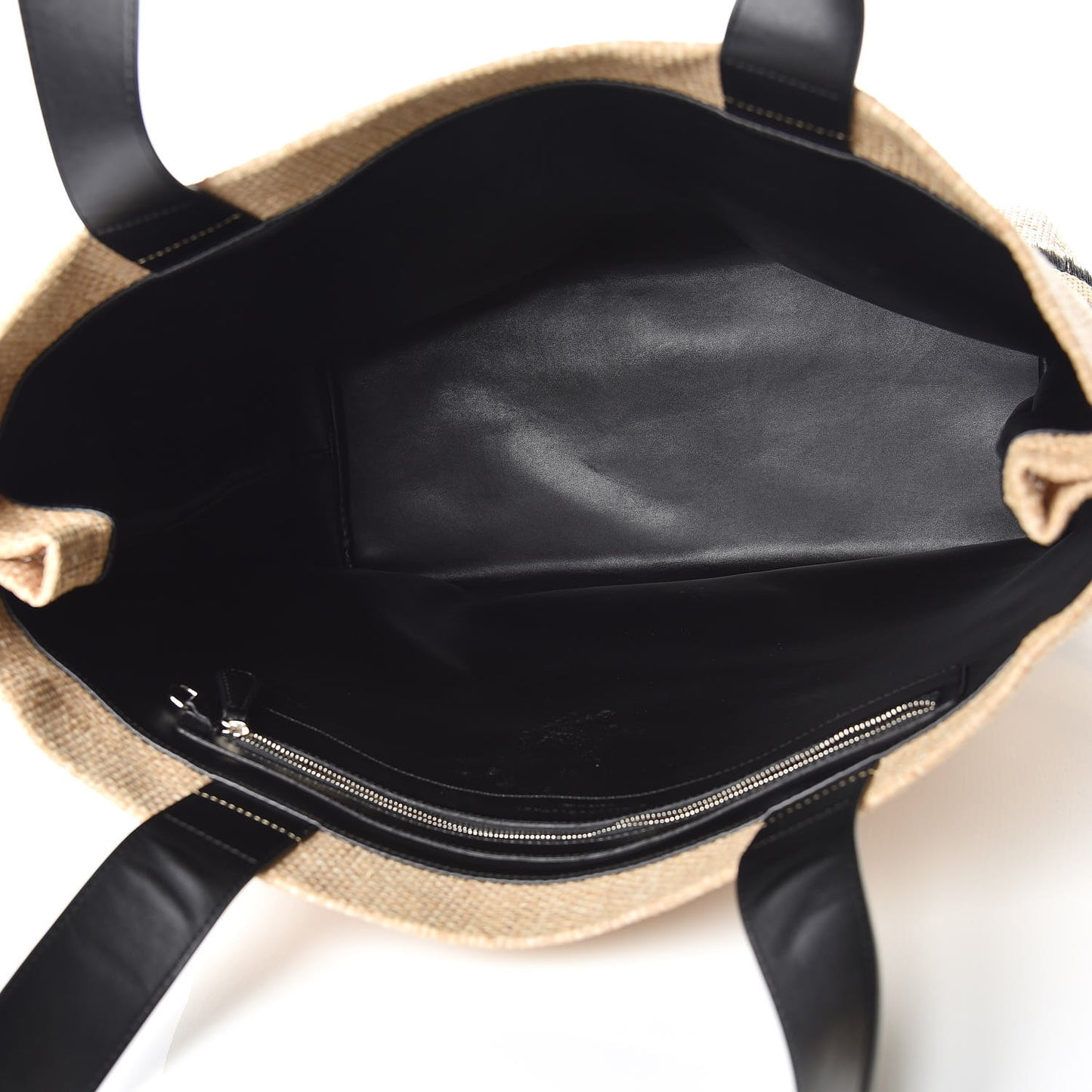 Raffia Faux Leather Small Tote