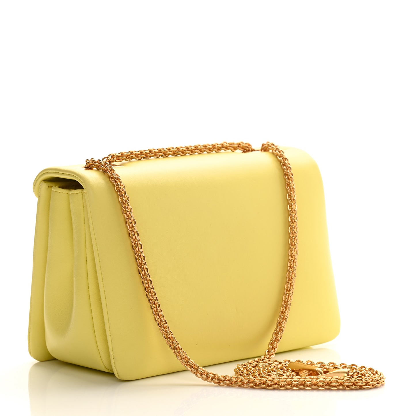 Nappa One Stud Chain Clutch Pale Yellow