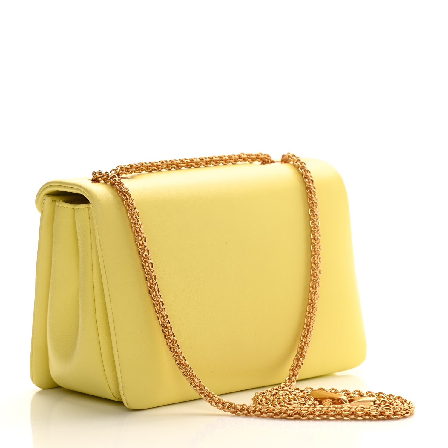 Valentino Garavani Nappa One Stud Chain Clutch Pale Yellow 2 of 12