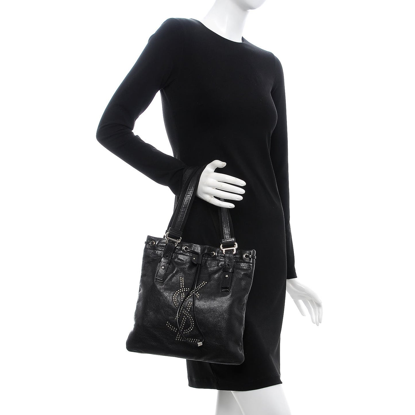 Calfskin Studded Kahala Sac Black
