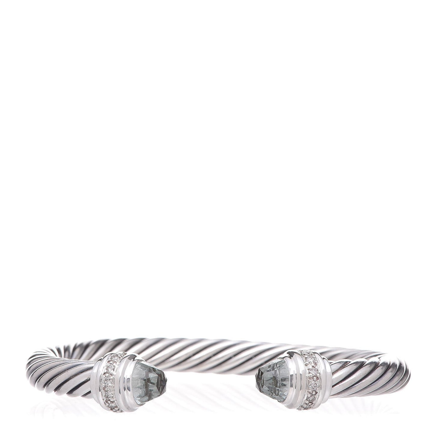 Sterling Silver Diamond Prasiolite 7mm Cable Classics Bracelet