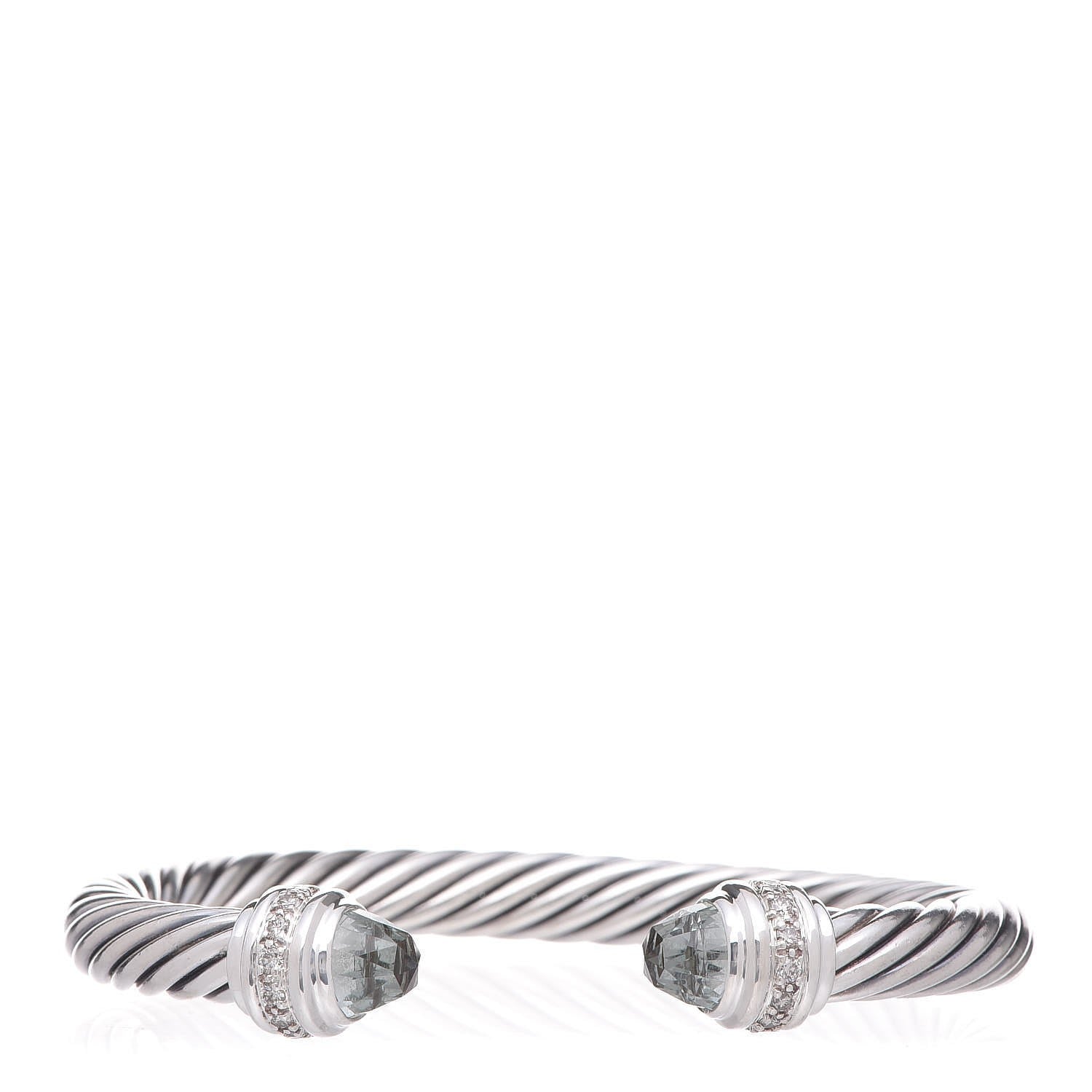 David Yurman Sterling Silver Diamond Prasiolite 7mm Cable Classics Bracelet 5 of 8