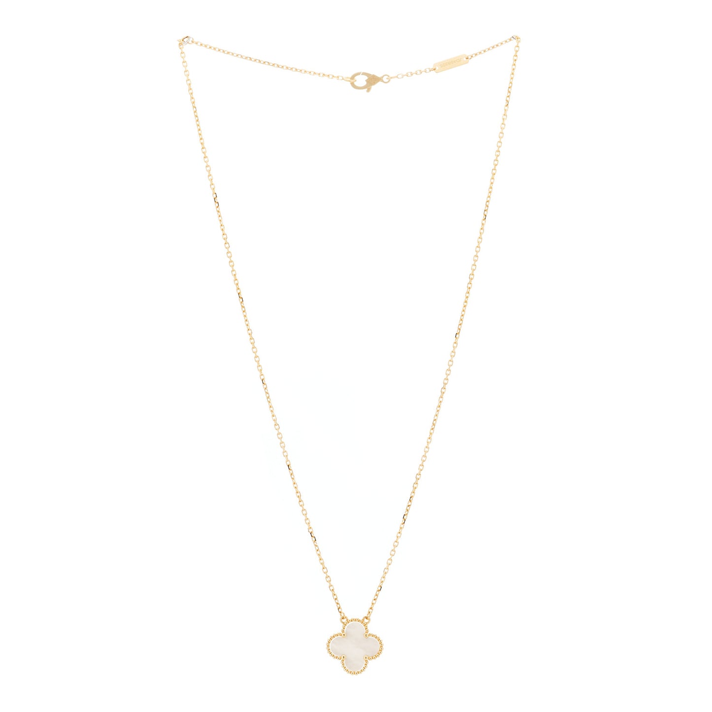 18K Yellow Gold Mother of Pearl Vintage Alhambra Pendant Necklace