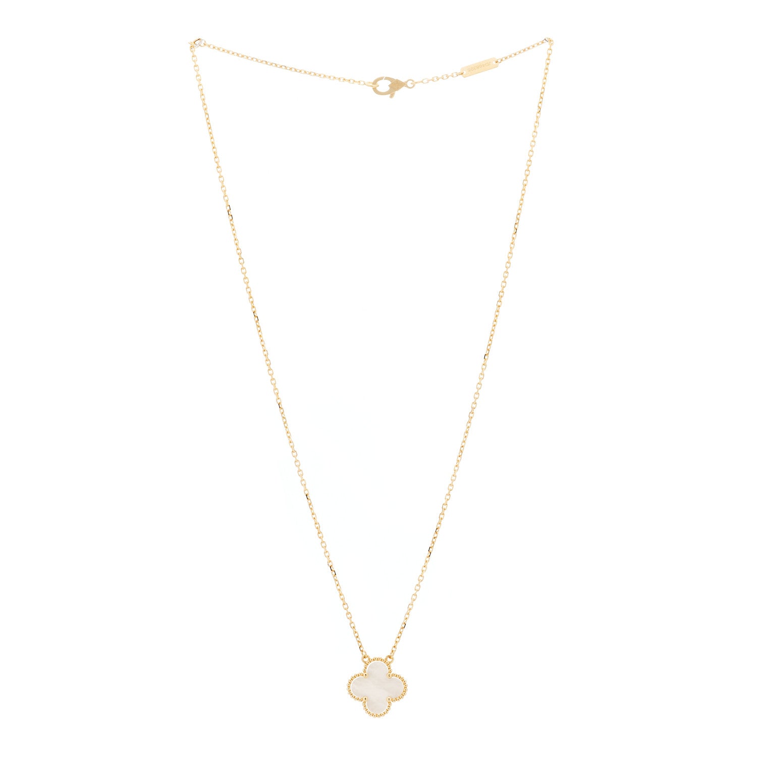 Van Cleef & Arpels 18K Yellow Gold Mother of Pearl Vintage Alhambra Pendant Necklace 3 of 7