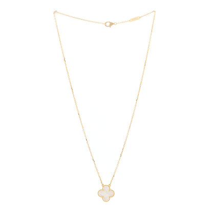 Van Cleef & Arpels 18K Yellow Gold Mother of Pearl Vintage Alhambra Pendant Necklace 3 of 7