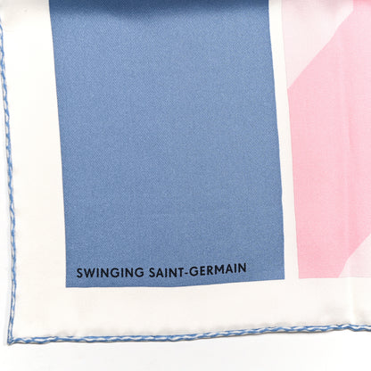 Hermes Silk Swinging Saint Germain Scarf 70 Bleu Jean Rose White 6 of 6