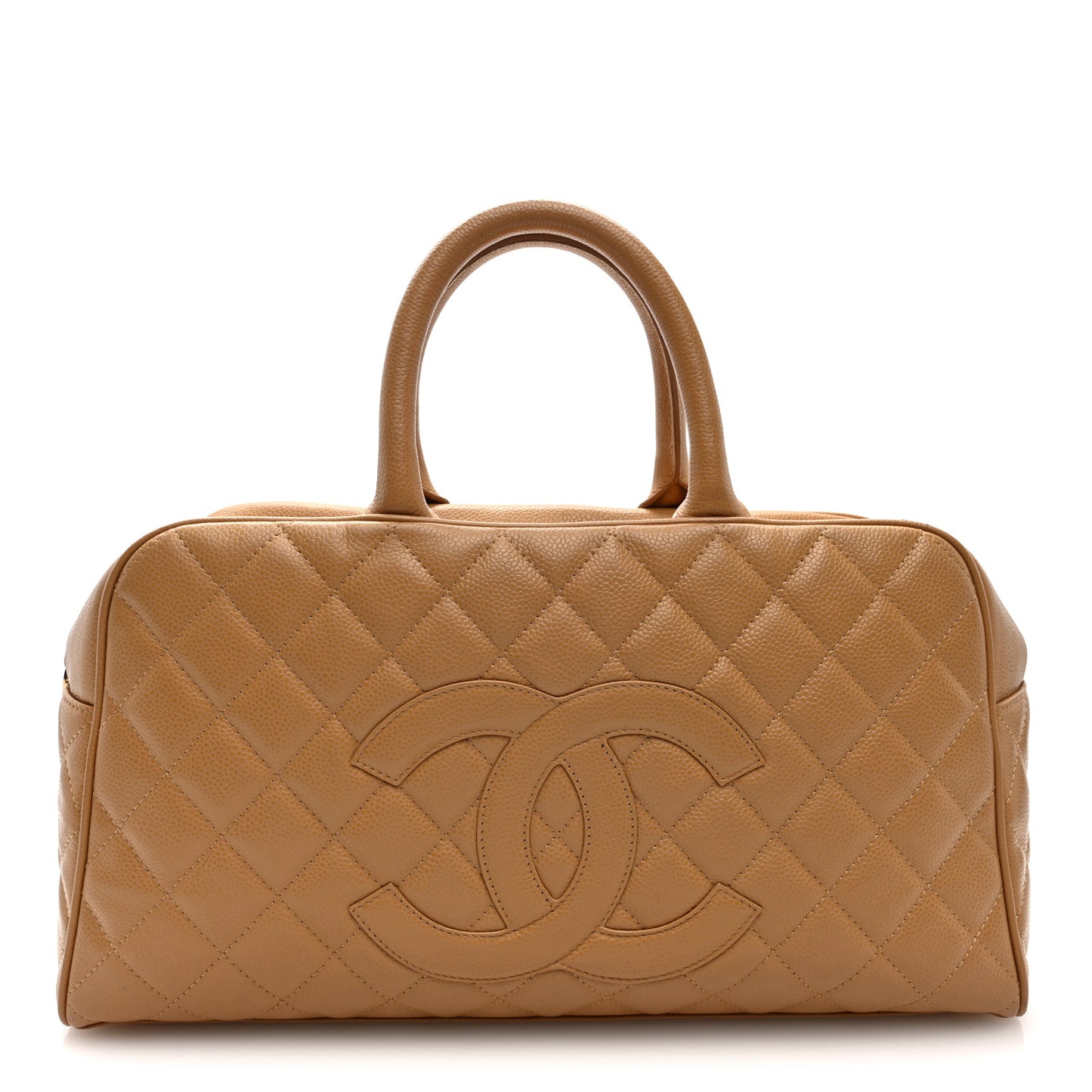 Caviar Quilted Large Bowler Bag Beige