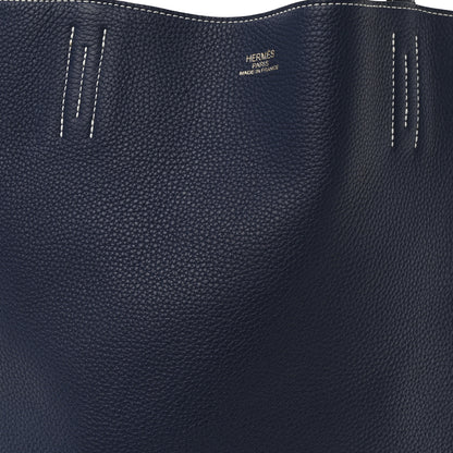 Hermes Taurillon Clemence Double Sens 45 Reversible Tote Bleu Izmir Bleu Saphir 11 of 15