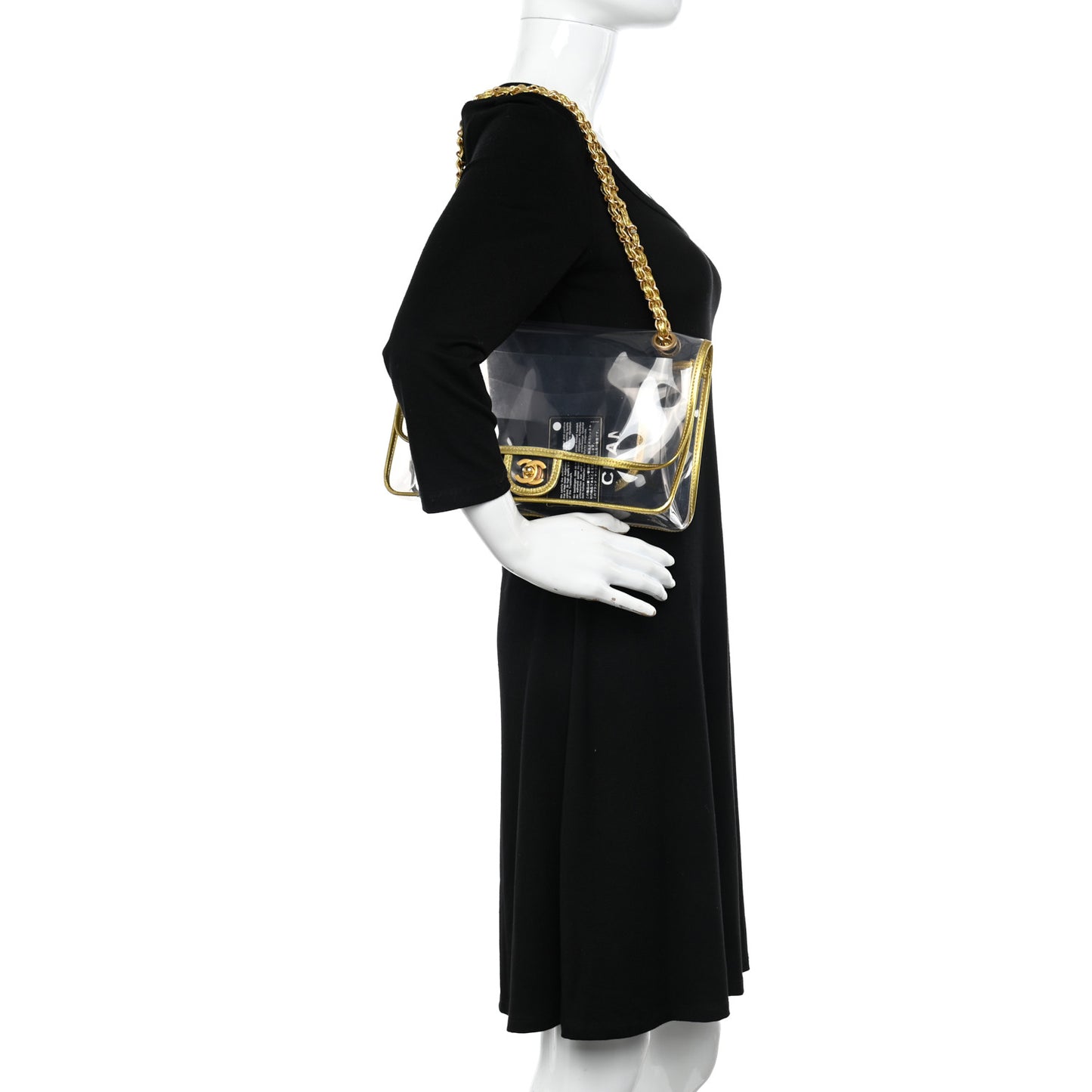 Metallic Lambskin PVC Medium Naked Flap Gold