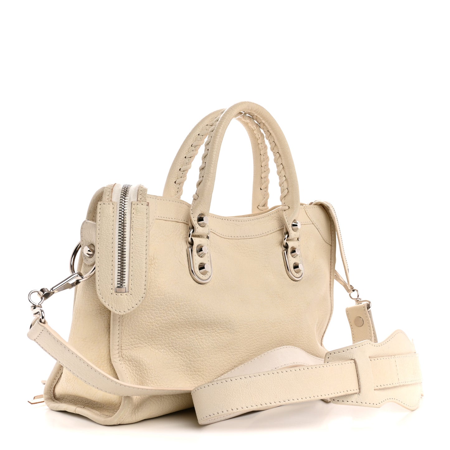 Chevre Silver Metallic Edge Hardware S City Blanc Neige
