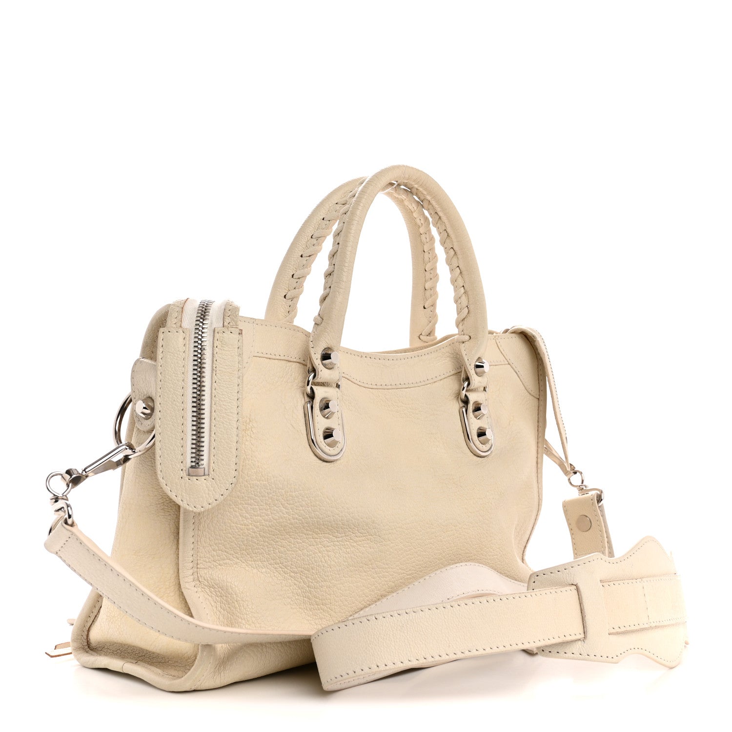 Balenciaga Chevre Silver Metallic Edge Hardware S City Blanc Neige 4 of 15
