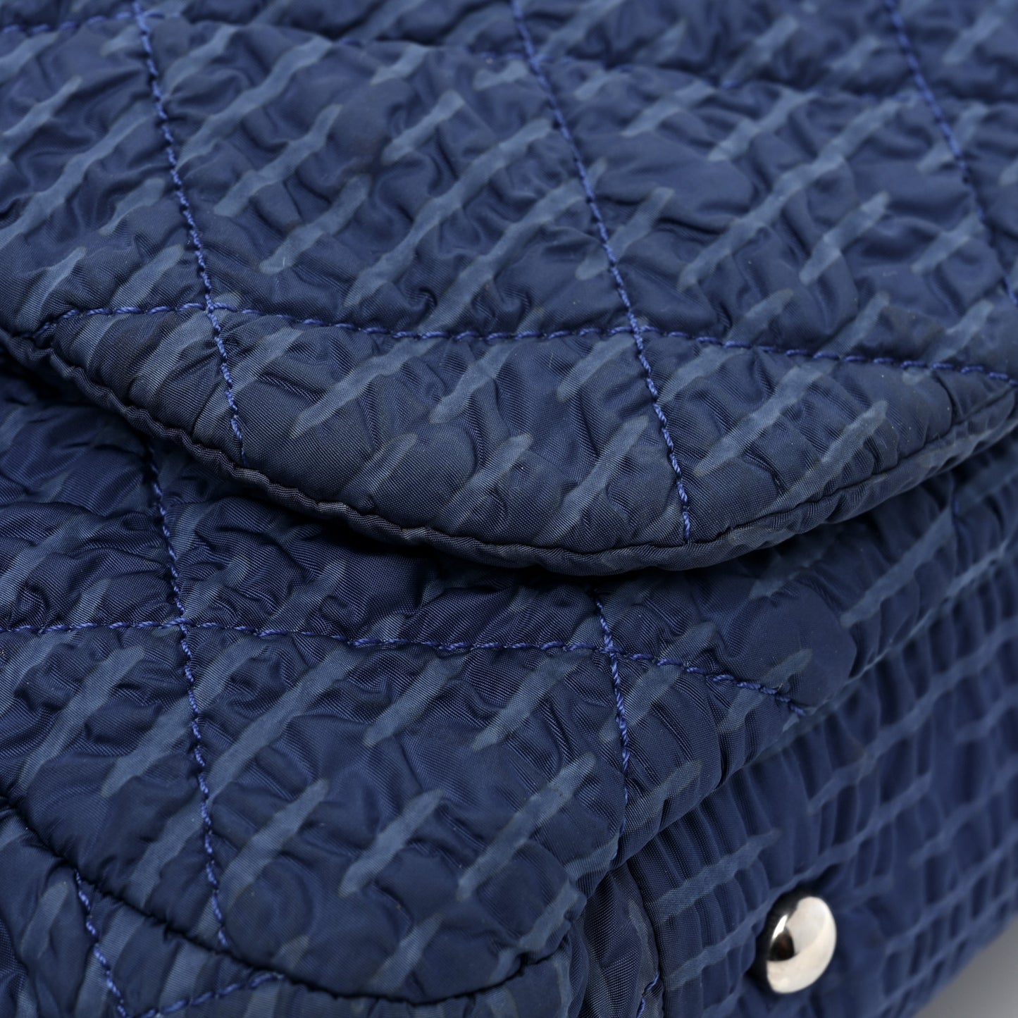 Nylon Patent Quilted CC Accordion Flap Bag Blue
