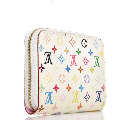 Louis Vuitton Monogram Multicolor Zippy Coin Purse Wallet White Litchi 3 of 6